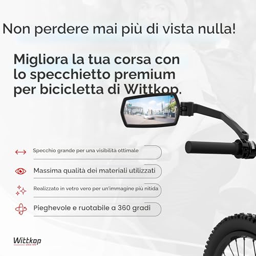 Detalle de Wittkop Specchio per bicicletta – Ampio campo visivo HD, rotabile a 360° e ripiegabile