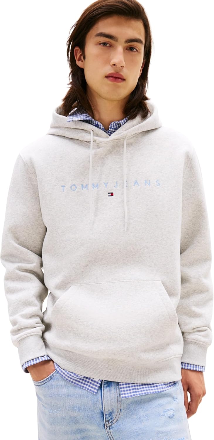 Detalle de Tommy Jeans felpa uomo con cappuccio Linear Logo
