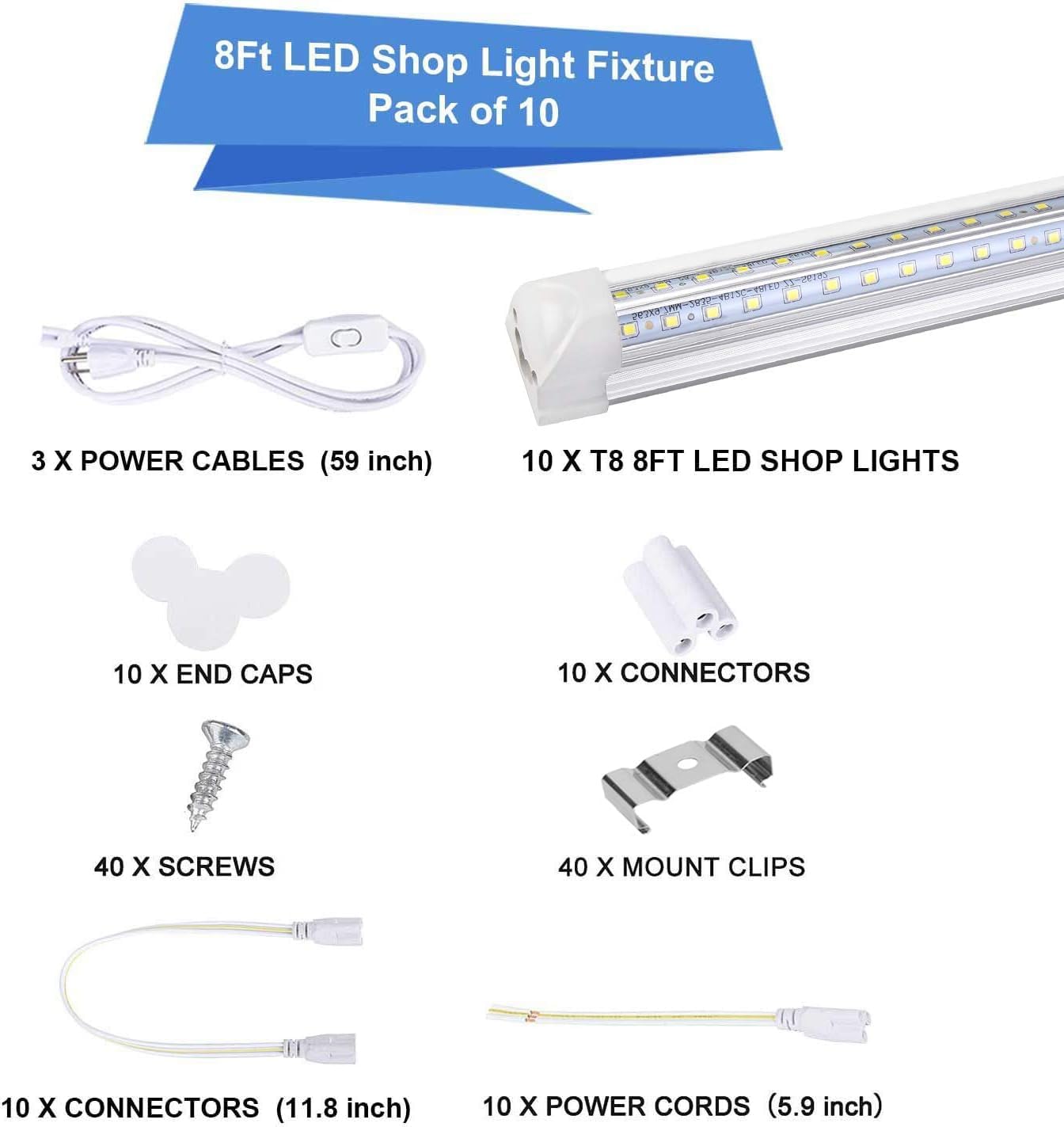 Detalle de Henwsi 8-Foot LED Shop Light