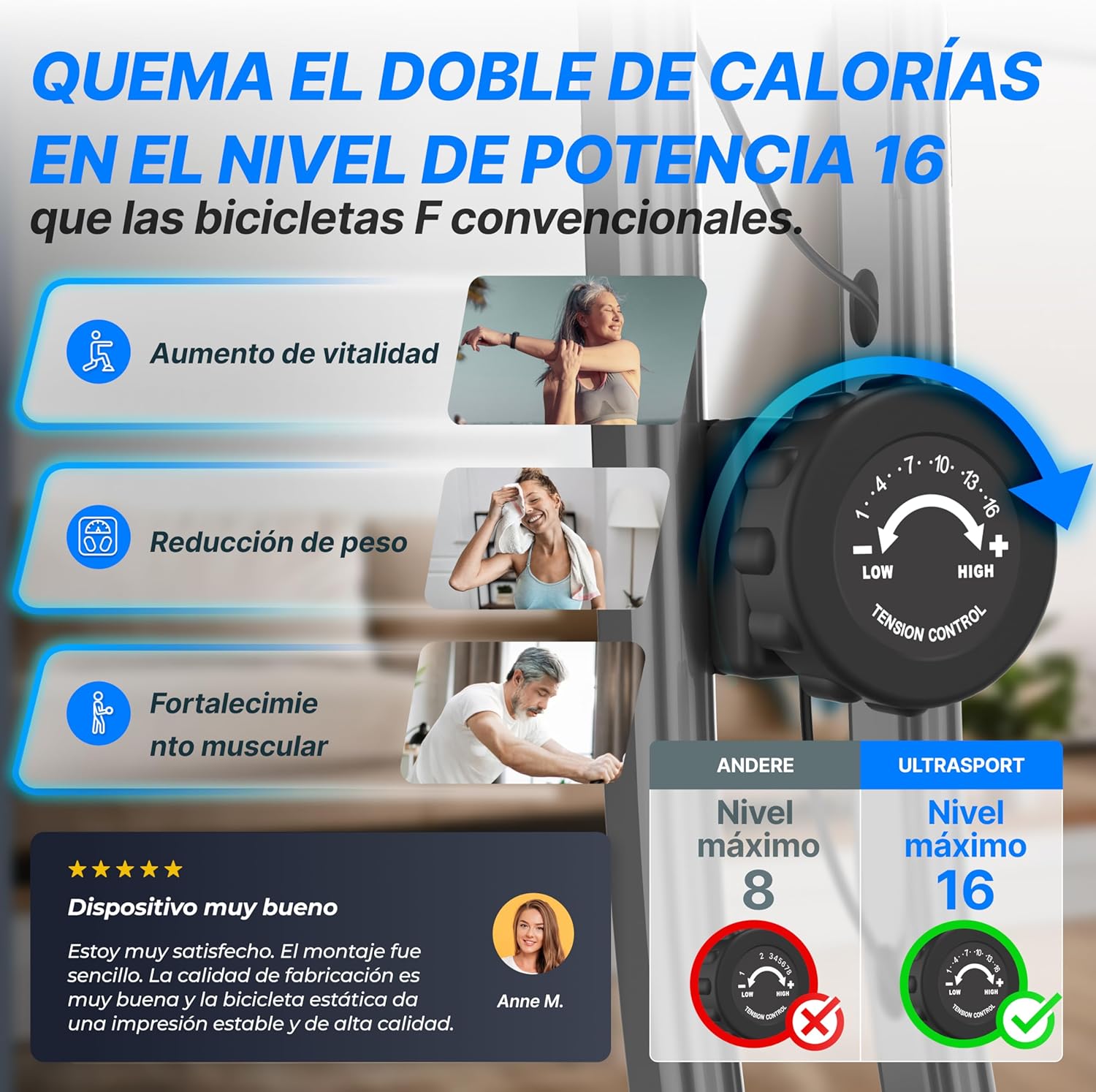 Thumbnail 4 de Ultrasport F-Bike Bicicleta Estática 130 KG