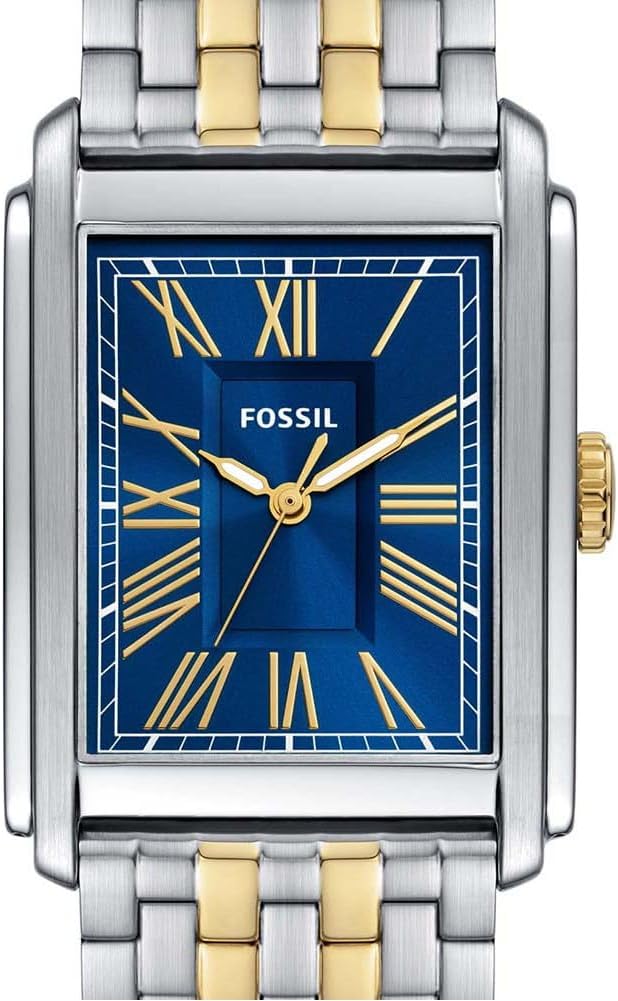 Detalle 2 de Fossil Carraway Herrenuhr, Quarz Dreihand mit Leder- oder Edelstahlband, blaues Zifferblatt