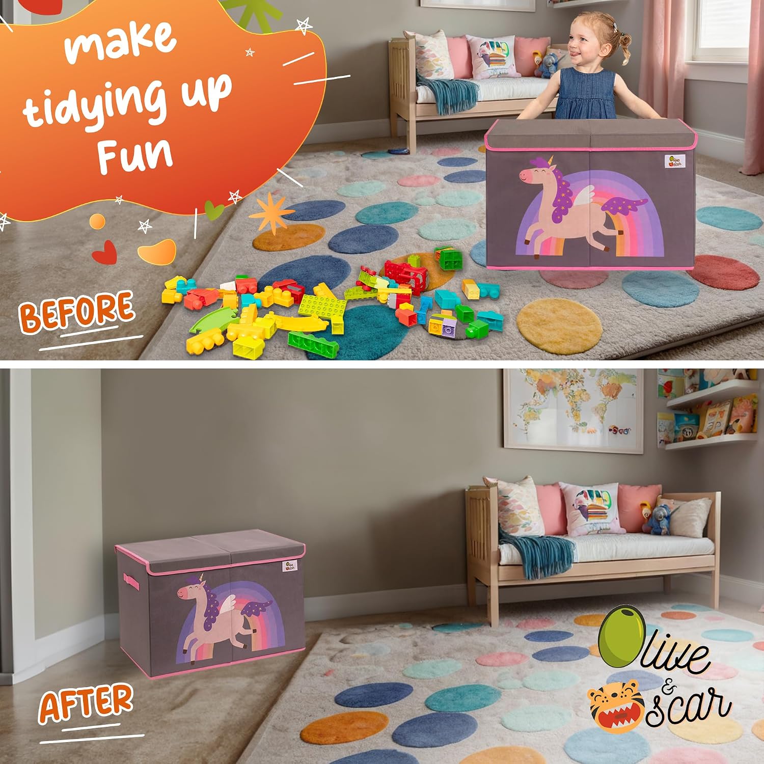 Thumbnail 4 de OLIVE&OSCAR 80L Toy Box Pink Unicorn