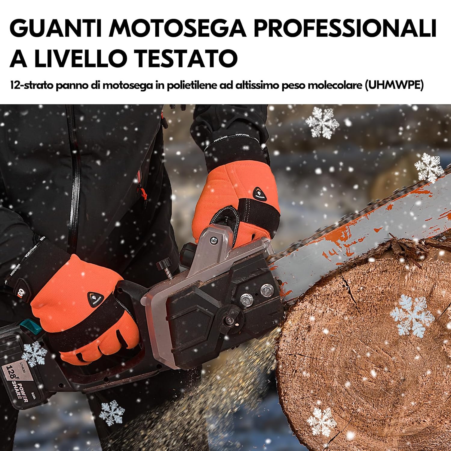 Thumbnail 3 de Vgo... Guanti per motosega impermeabili e termici con protezione antitaglio EN381-7 (taglia 8/M, arancio)