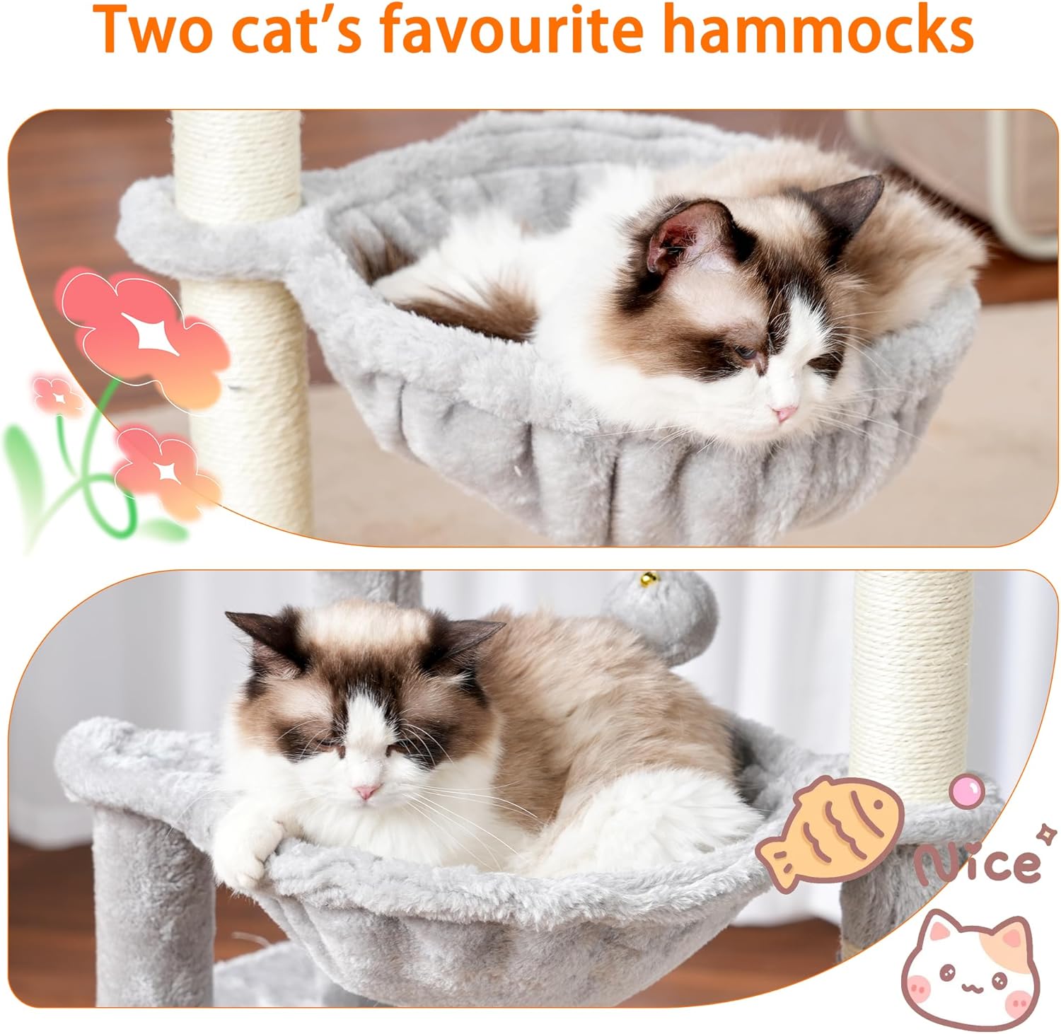 Thumbnail 2 de Heybly Cat Tree, 100 cm Tower Condo with Cat Scratching Post – Indoor Cat Playground