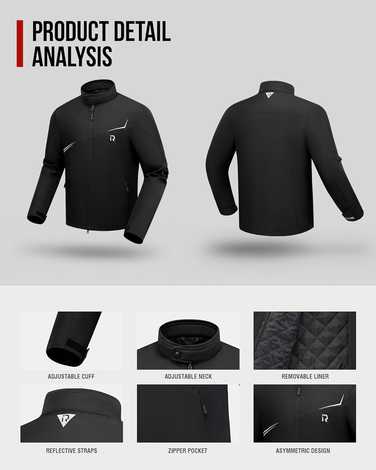 Thumbnail 3 de RIDEIRON Giacca Moto Uomo Inverno con Spalline e Gomitiere CE – Fodera Rimovibile, Antivento