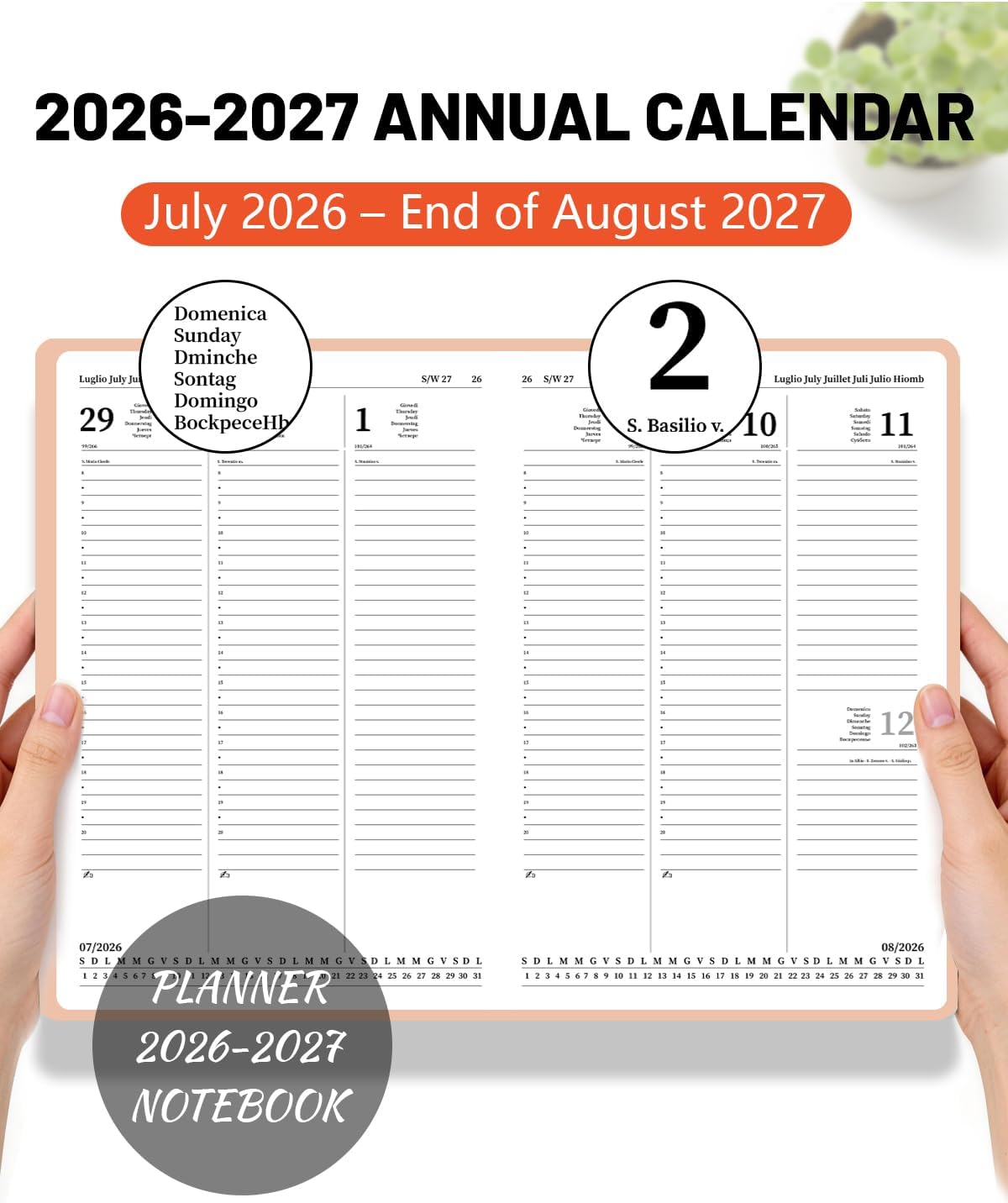 Thumbnail 6 de HW CASA Diario 2026/2027 – Agenda settimanale A5 Multilingue con chiusura magnetica e PU a protezione