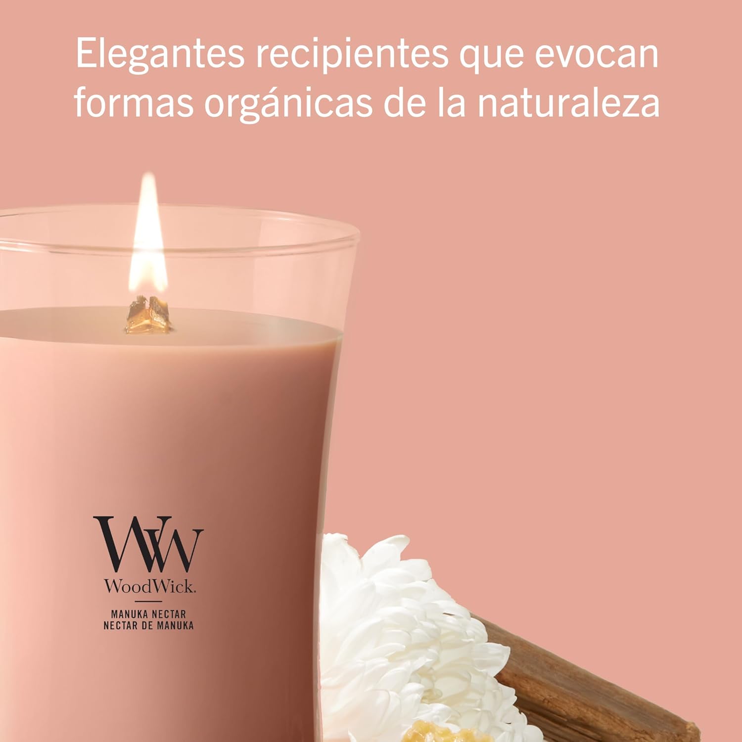 Detalle de WoodWick Scented Candle | Large Hourglass, Manuka Nectar