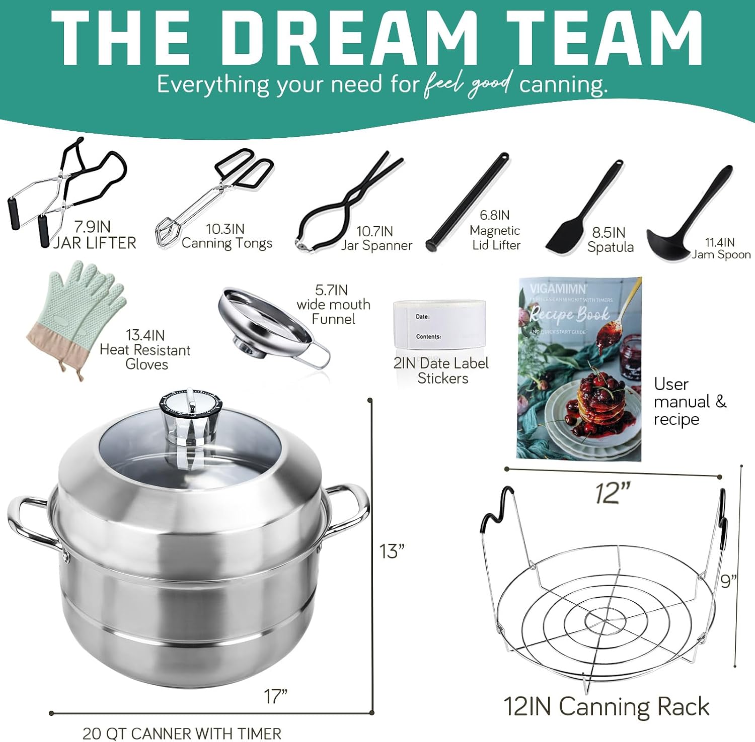 Detalle de Canning Pot-Canning Supplies Starter Kit: Stainless Steel Water Bath Canner with Rack