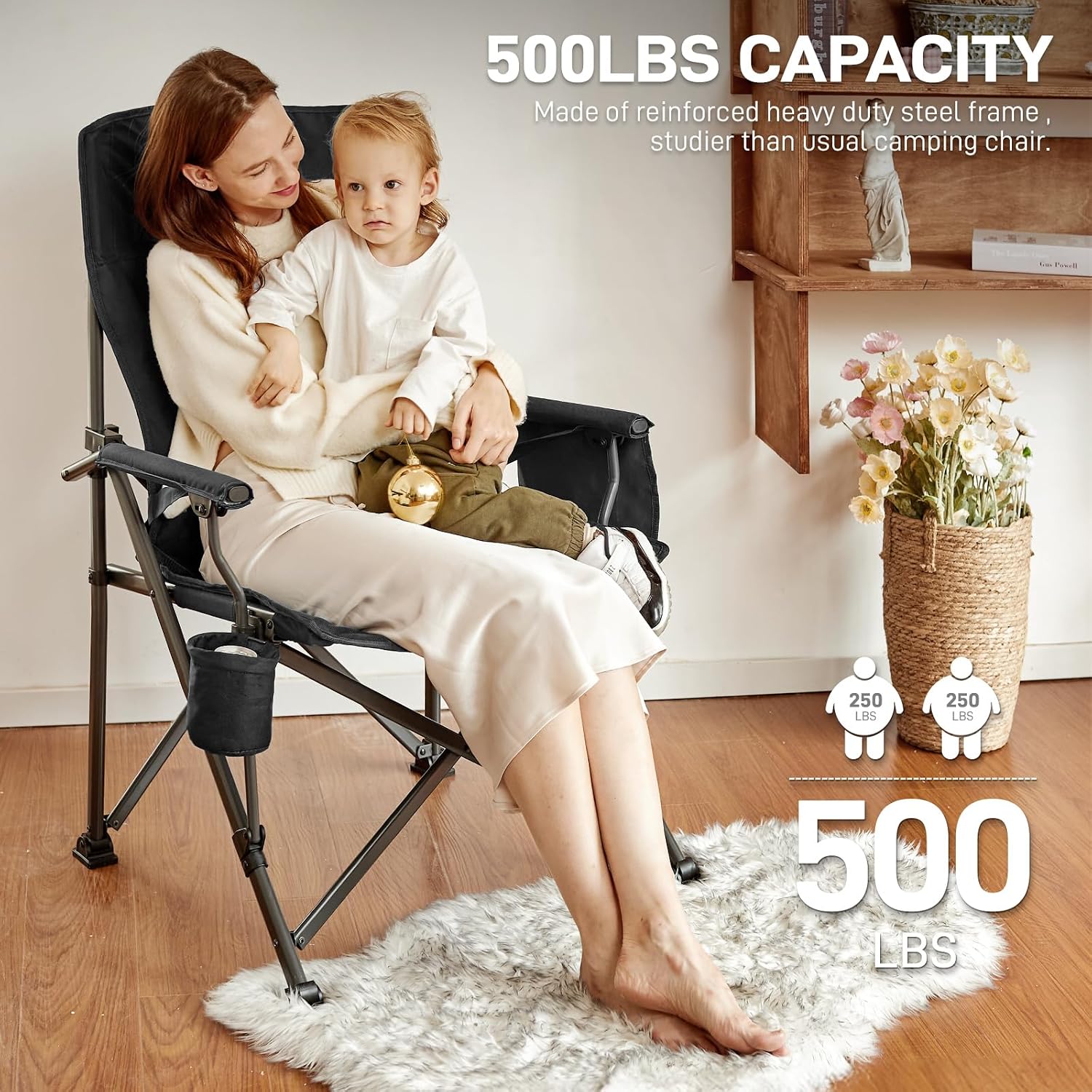 Thumbnail 5 de EVER ADVANCED Oversized Folding Camping Chair 230kg