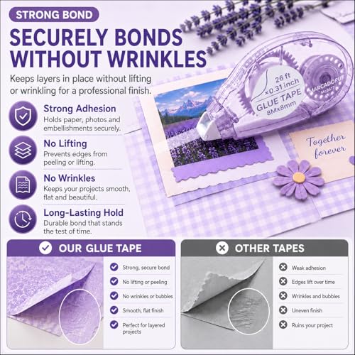 Thumbnail 6 de MARCADORUS Glue Tape Roller for Scrapbooking – Double-Sided Adhesive, 106 Ft