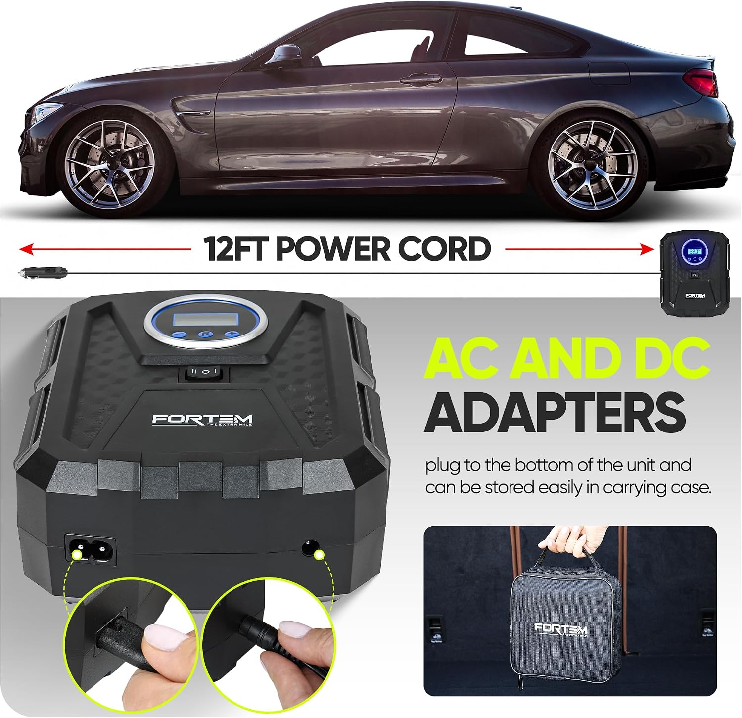 Detalle de FORTEM Car Tyre Inflator 150 PSI — air compressor