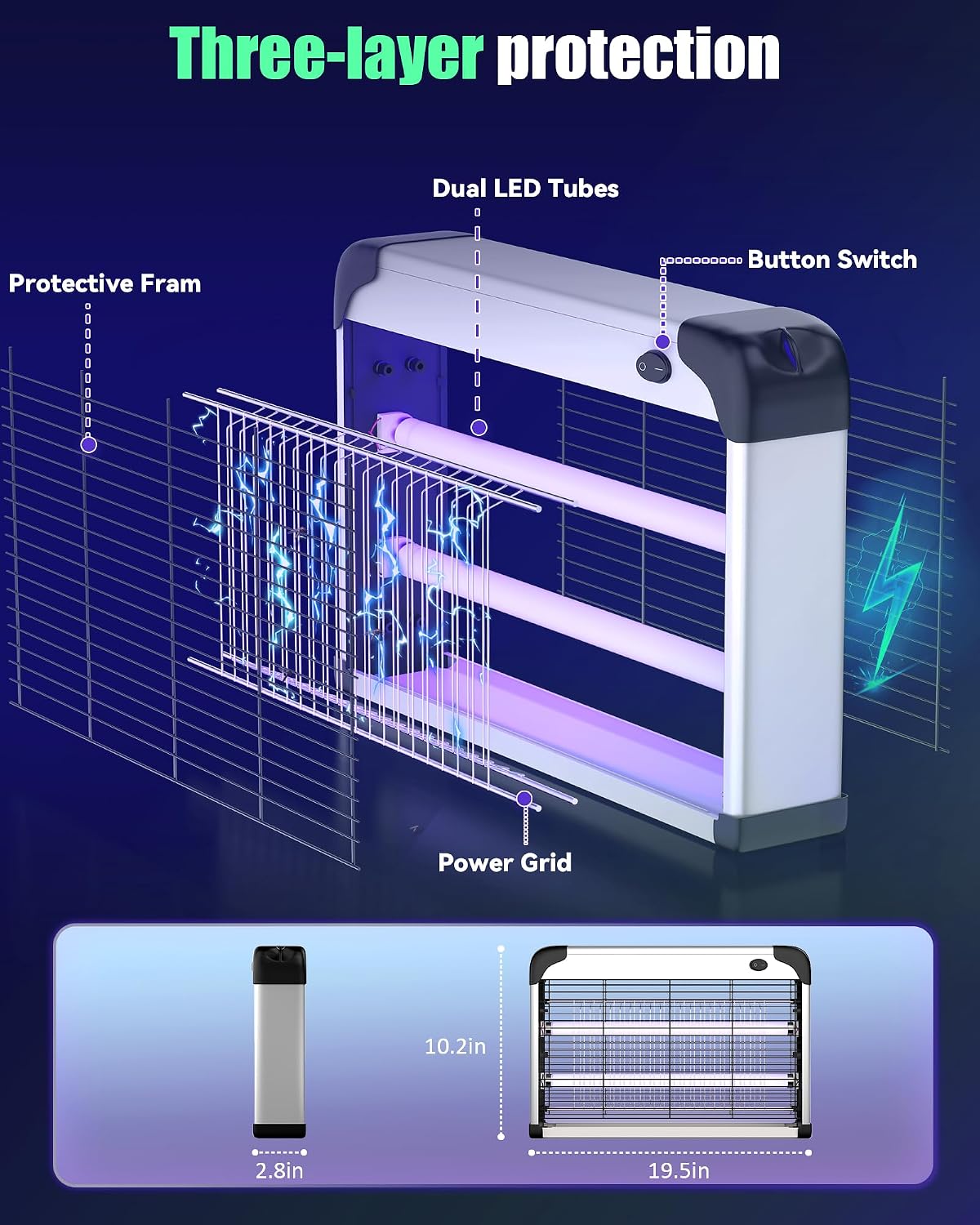 Thumbnail 6 de Sereniton 30W UV Mosquito Killer, 4000V Fly Zapper with All-Metal Body