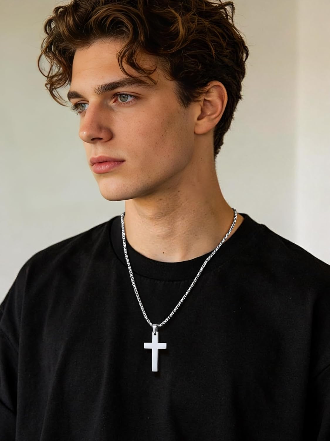 Thumbnail 1 de Collier croix chrétienne personnalisable PROSTEEL pour homme en acier inoxydable