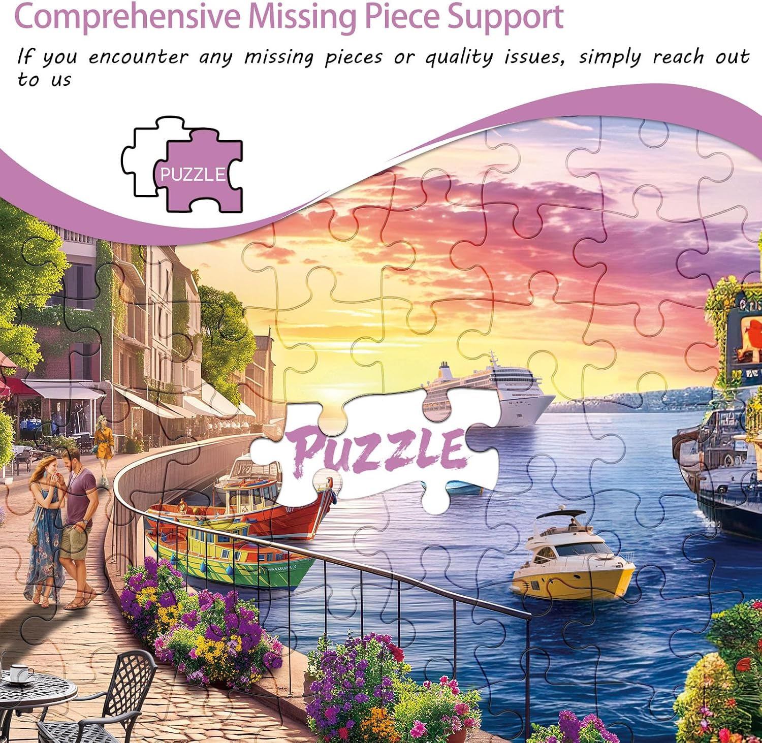 Detalle 1 de Chalzidar 1000-Piece City Jigsaw Puzzle for Adults, Charming Streets