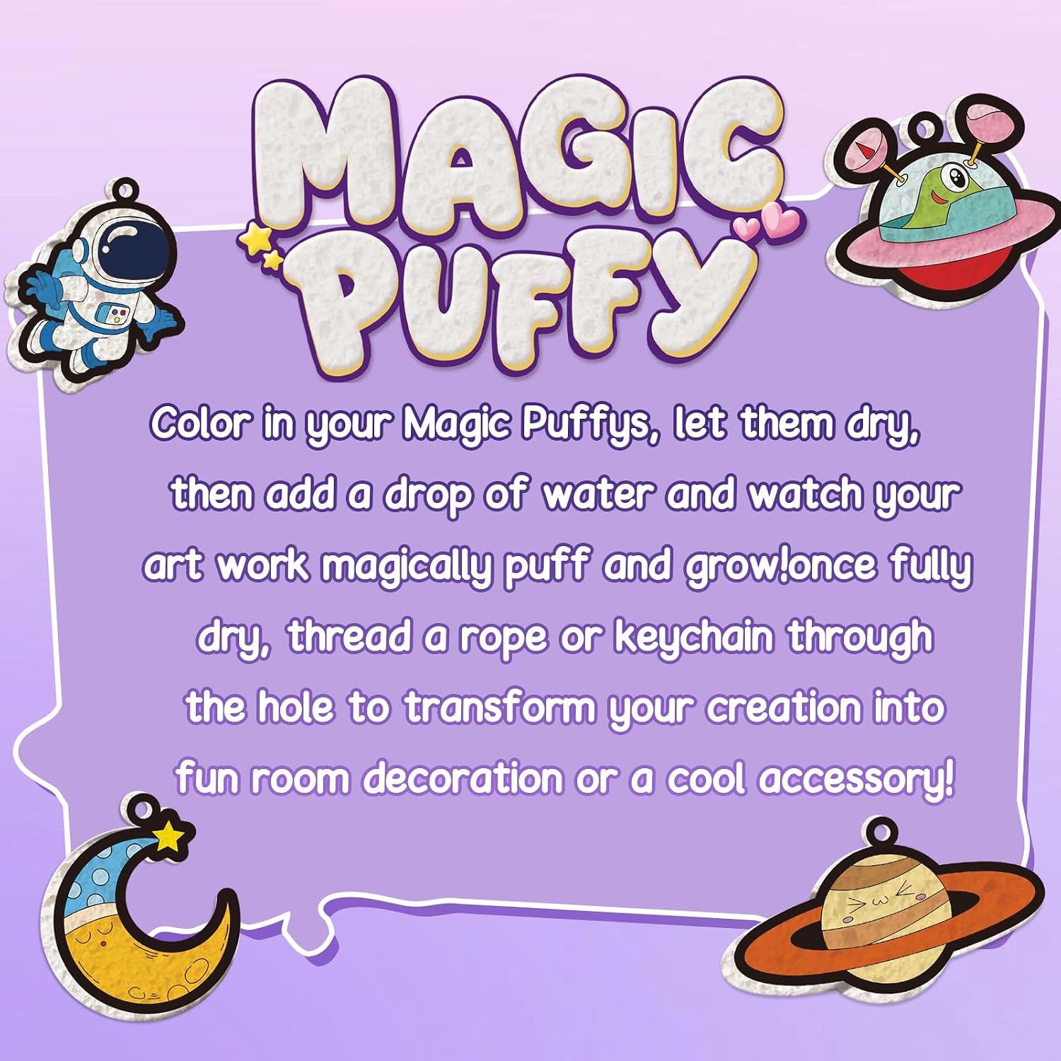 Detalle de ZHFEIIRU 3D Art Kit: Aqua Puffs Princesses (Space) – Mess-Free 3D Craft for Kids Aged 4–10