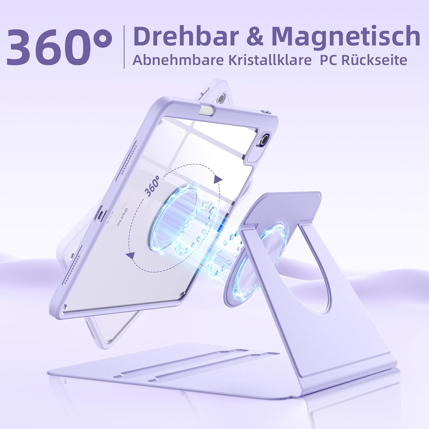 Detalle de DriveGo 360° Drehbare Hülle für iPad Air 11 Zoll und iPad Pro 11 Zoll – Lavendel