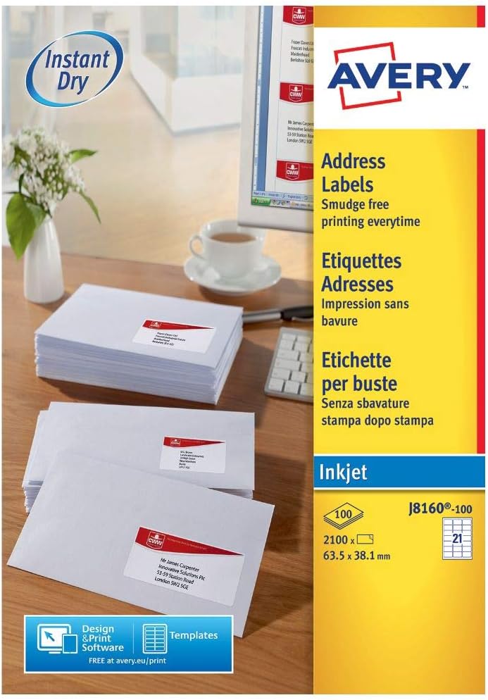 Avery Étiquettes Adresse 2100 Pièces 63,5x38,1 mm