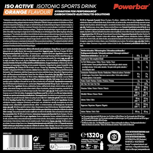Detalle de Powerbar Isoactive (1320g) Orange – Elektrolyt-Getränkepulver mit Kohlenhydraten