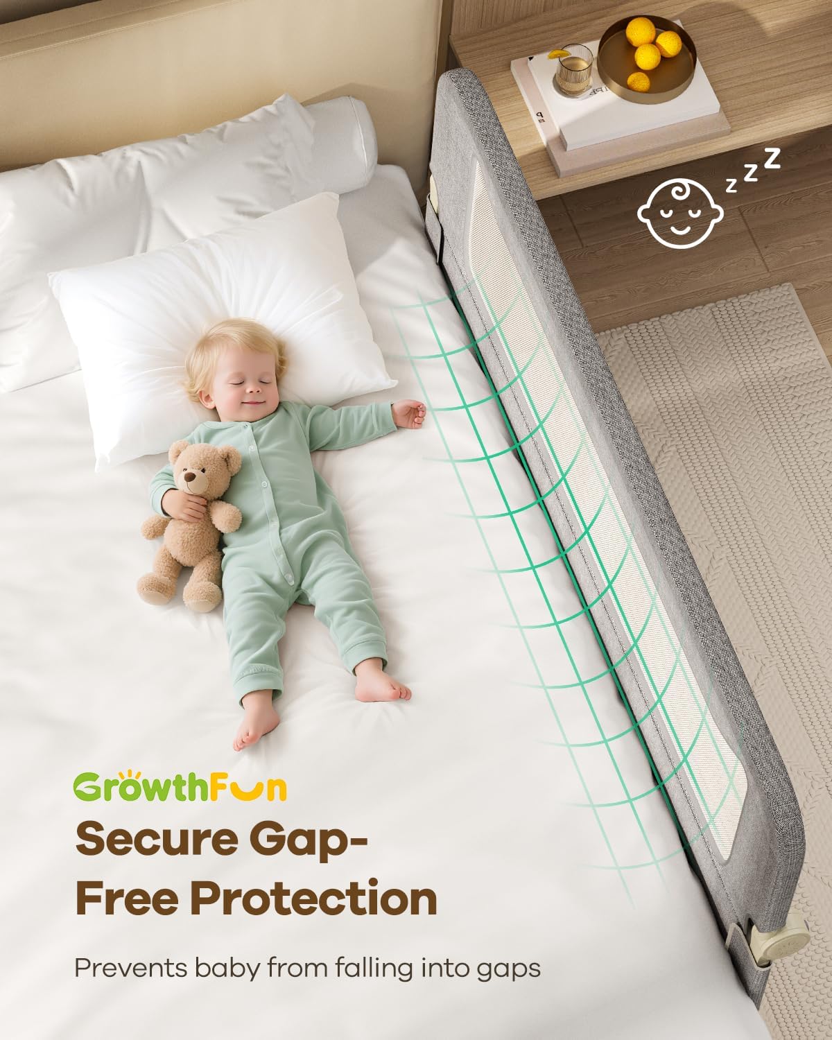 Thumbnail 3 de GrowthFun YRWL3001 59-Inch Toddler Bed Rail, Foldable Steel Frame