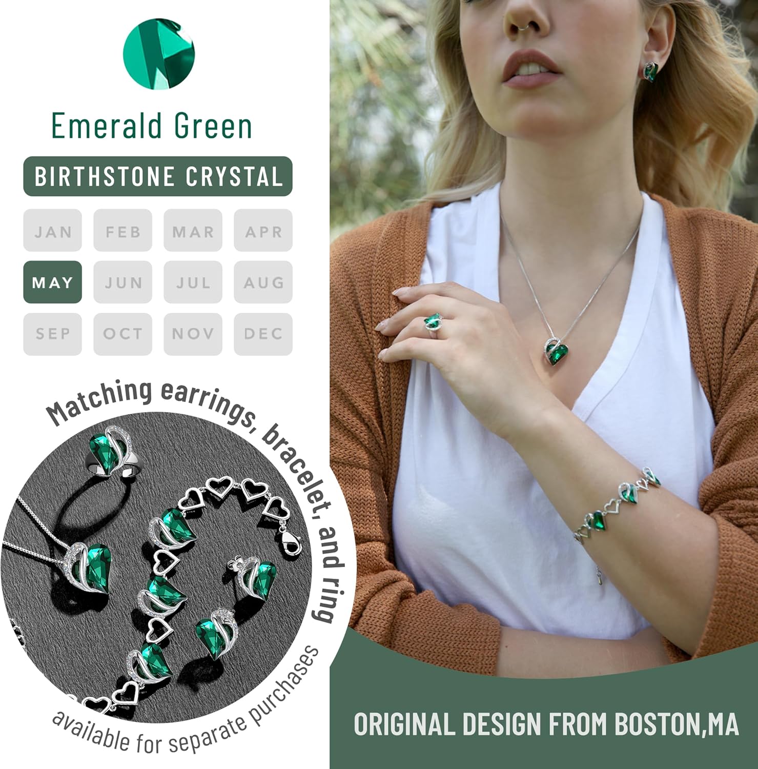 Thumbnail 3 de Leafael Mother's Day Gift Necklace for Women – Infinity Love Birthstone Heart Crystal Pendant