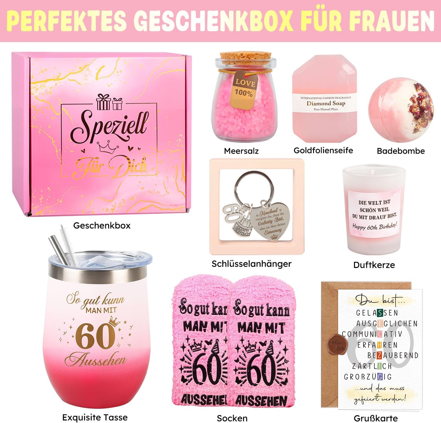Detalle 2 de Giftota 60 Geburtstag Frau Geschenkset 60