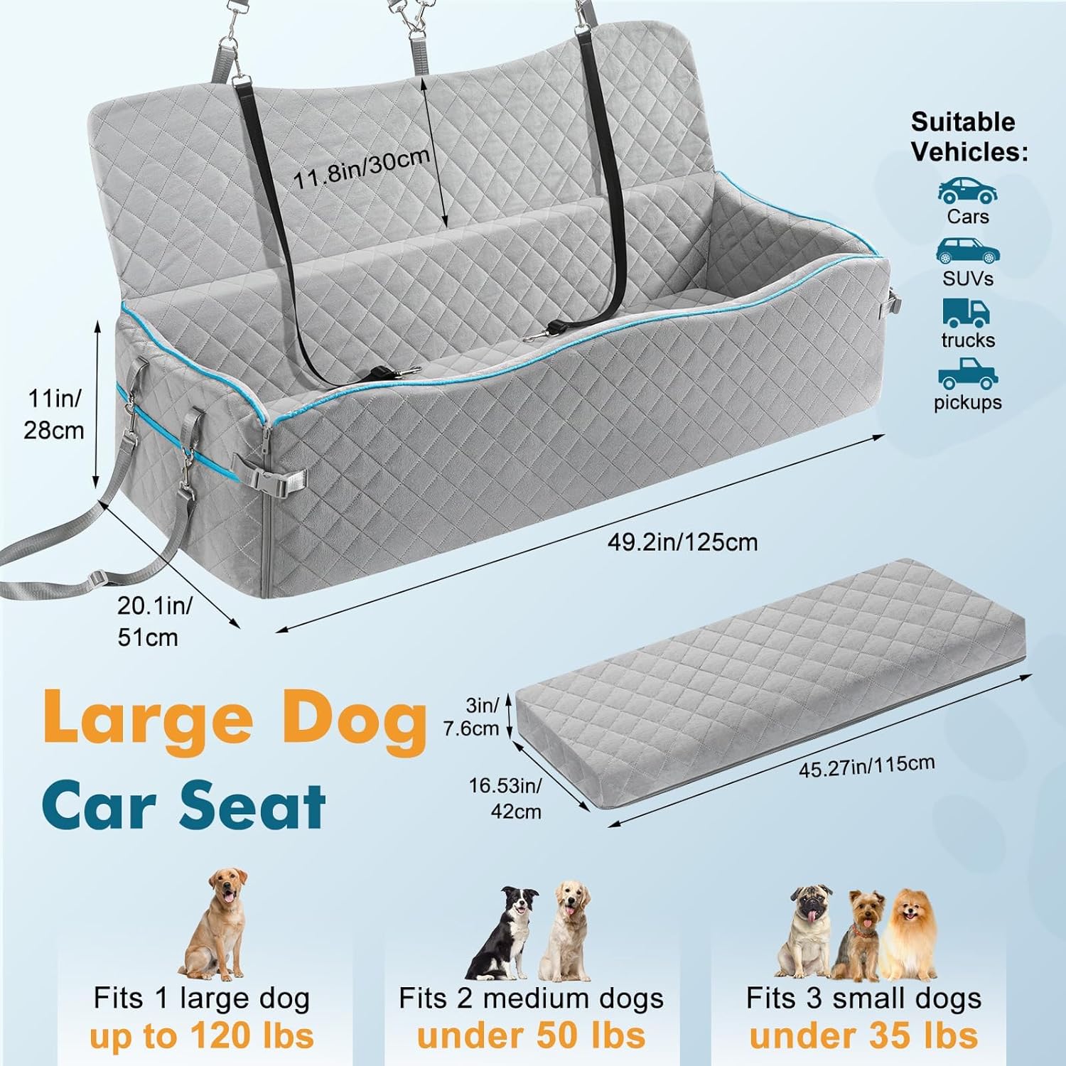 Detalle 2 de Tivray Large Dog Car Seat Bed