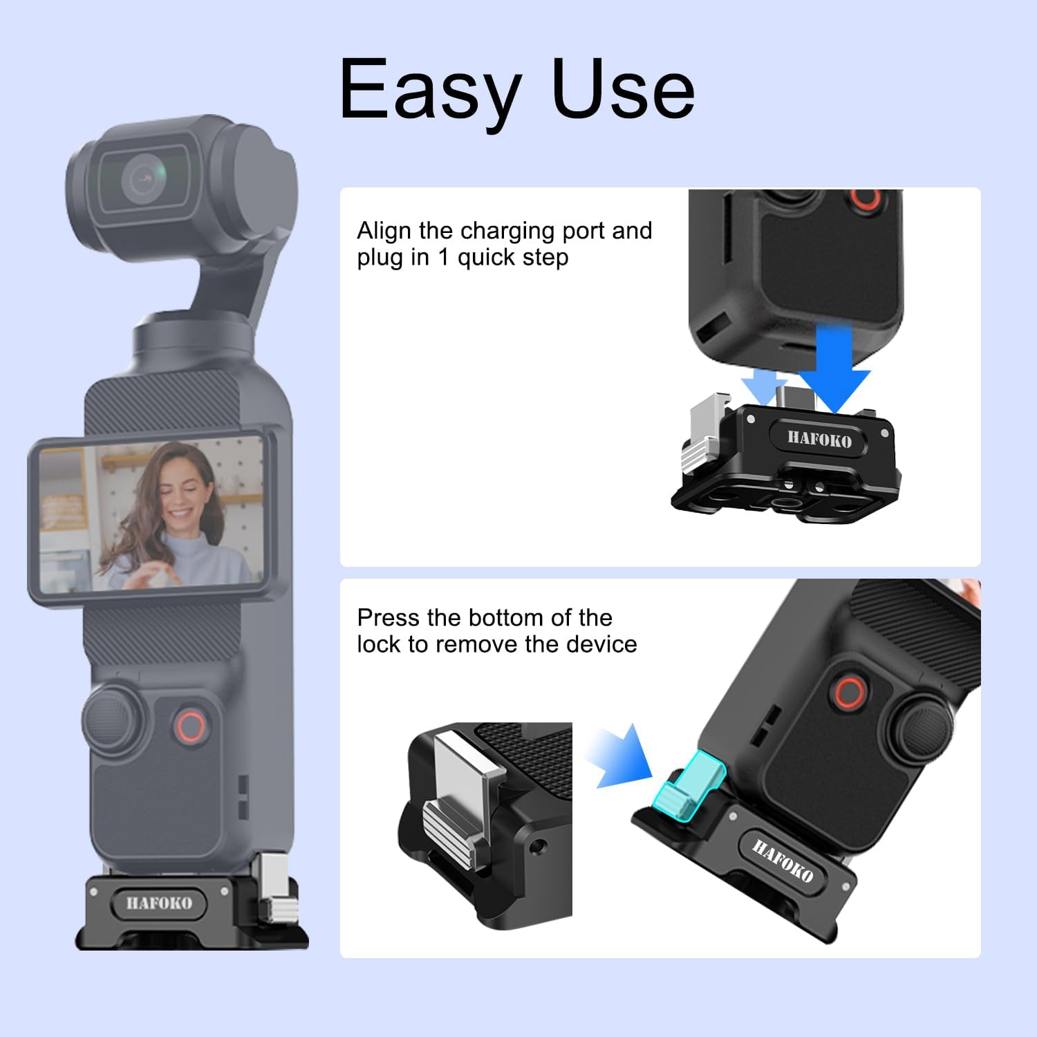 Detalle 2 de HAFOKO Osmo Pocket 3 charging base adapter for tripod