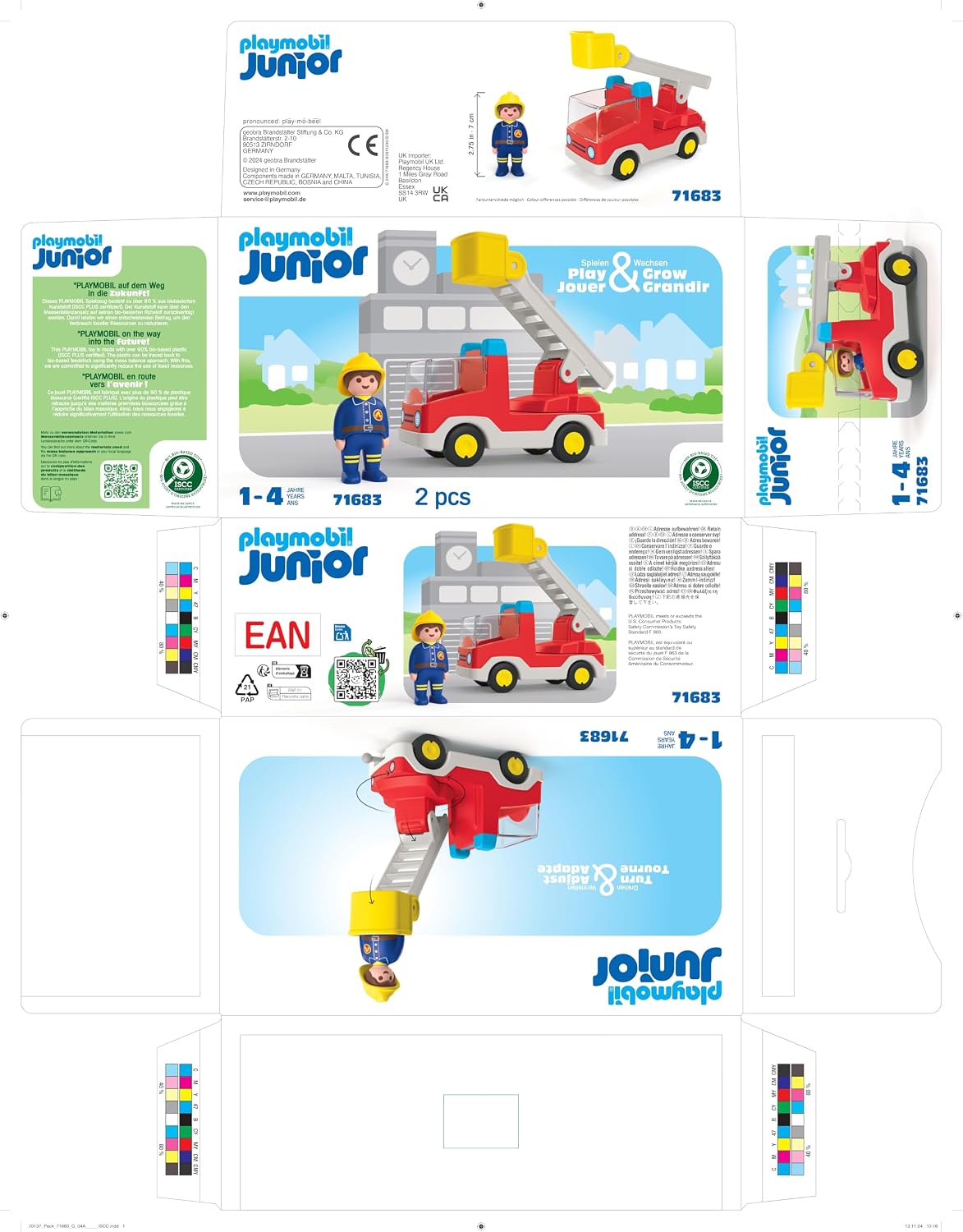 Thumbnail 6 de PLAYMOBIL JUNIOR 71683 brandweerwagen met draaibare ladder en brandweerman