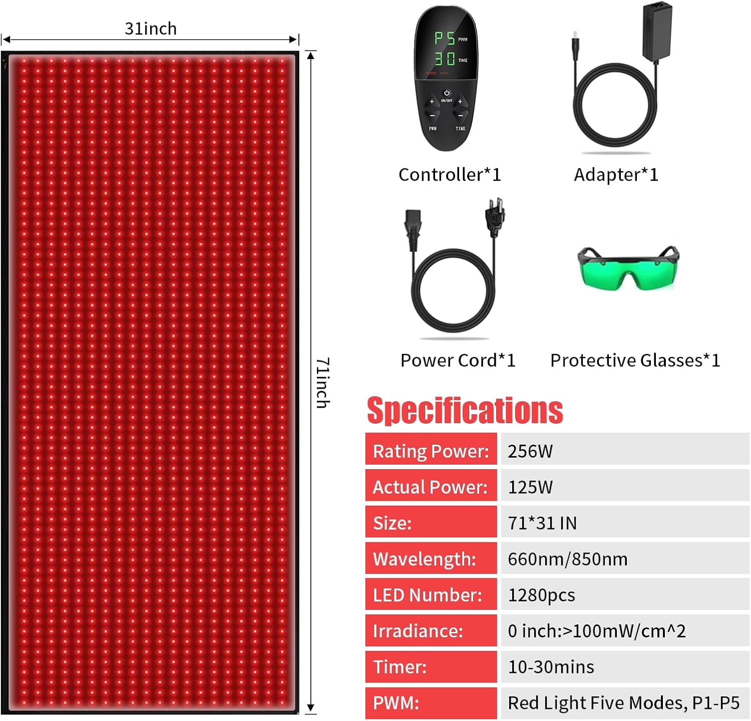 Thumbnail 6 de cabpay Red Light Therapy Pad: Full-Body 71 x 31 inch mat with 1280 LEDs for skin health and recovery