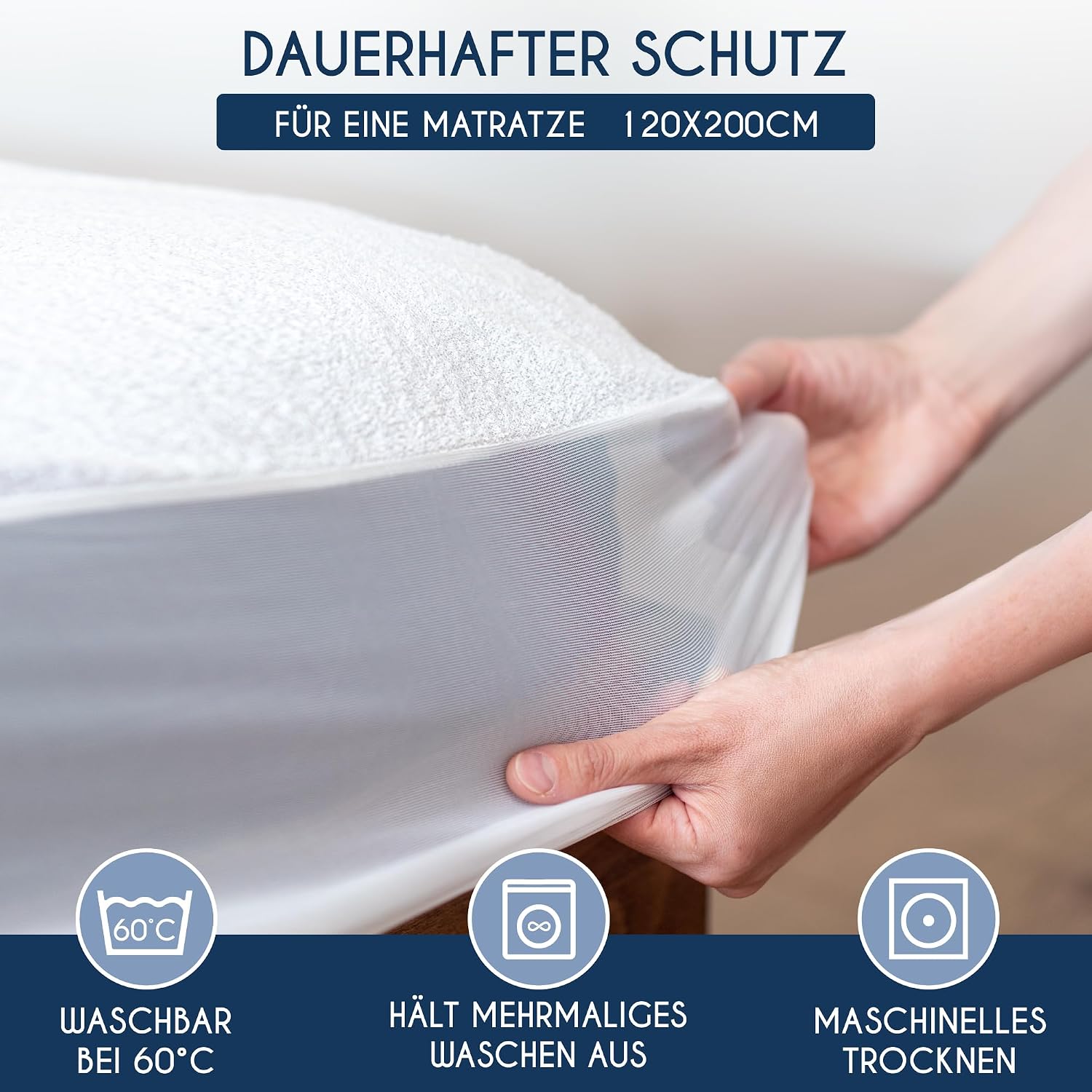 Detalle de Dreamzie Matratzenschoner 120x200 cm – Wasserdicht, atmungsaktiv und hypoallergen