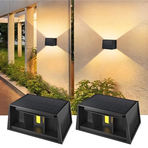 Detalle 2 de T-SUN: Lámparas Solares para Exterior (2 piezas) – Aplique Solar de Pared 3000K, IP65, Ajustable 120°