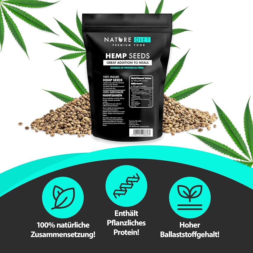 Detalle de Nature Diet Semillas de Cáñamo peladas 1000 g
