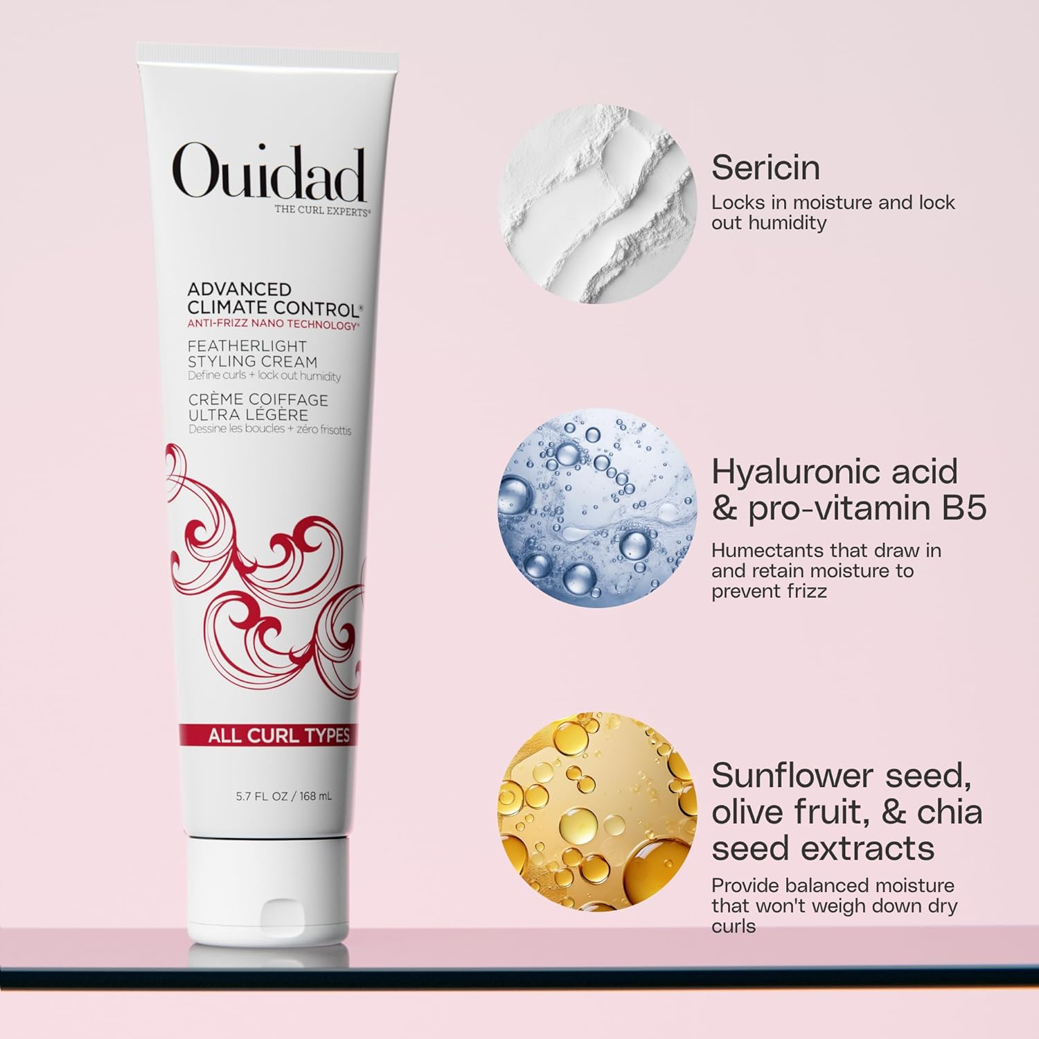 Thumbnail 1 de Ouidad Advanced Climate Control Styling Cream for Curly Hair (Featherlight Curl Cream, Flexible Soft Hold) — Sulfate-Free