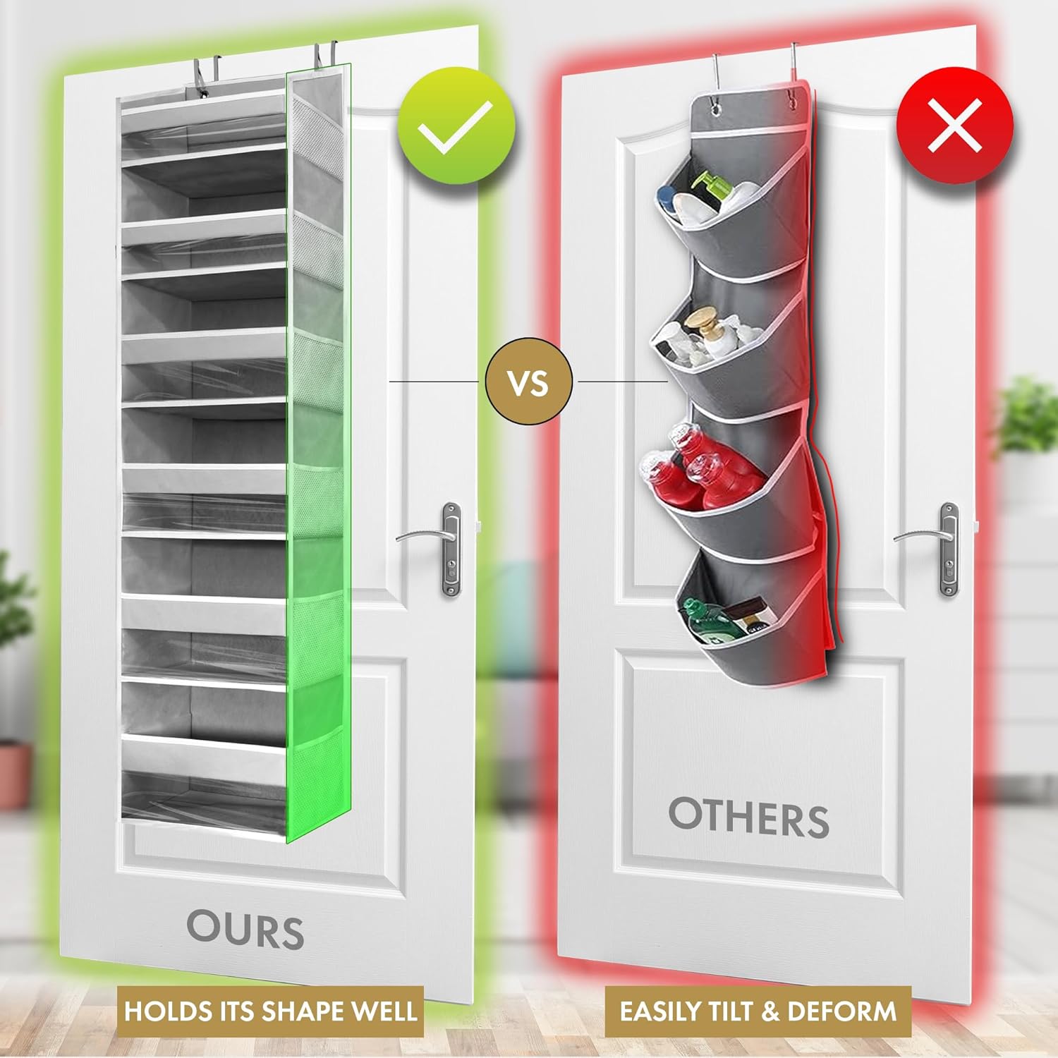 Thumbnail 3 de HOMELUX THEORY UPGRADED 6-Tier Over-the-Door Organizer (Ivory) with 12 Side Mesh Pockets