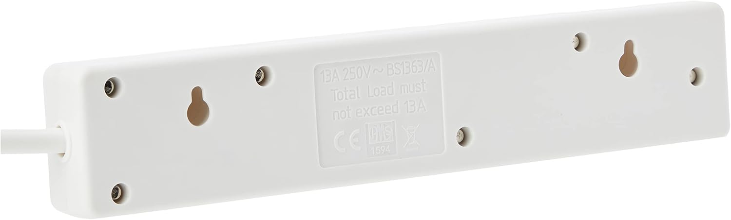 Detalle de PRO ELEC PELB1904 4-Gang Extension Lead (White) – 3m