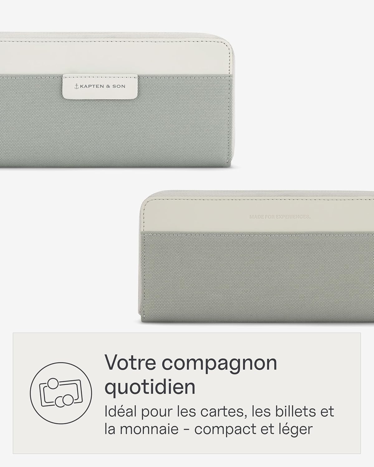 Detalle 2 de Kapten & Son Bergen Pro Wallet L Muted Sage — l'équilibre entre style et organisation