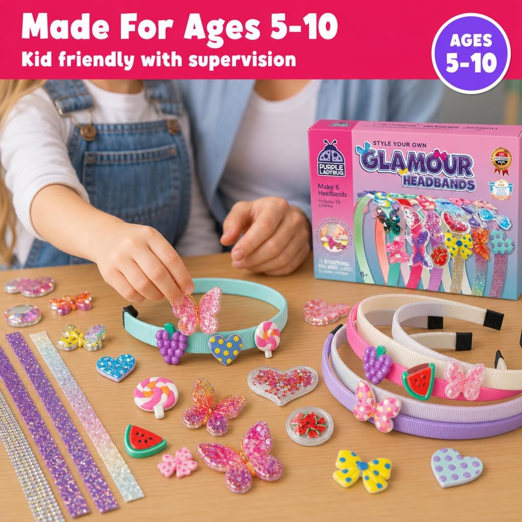 Detalle de PURPLE LADYBUG headband making kit for kids