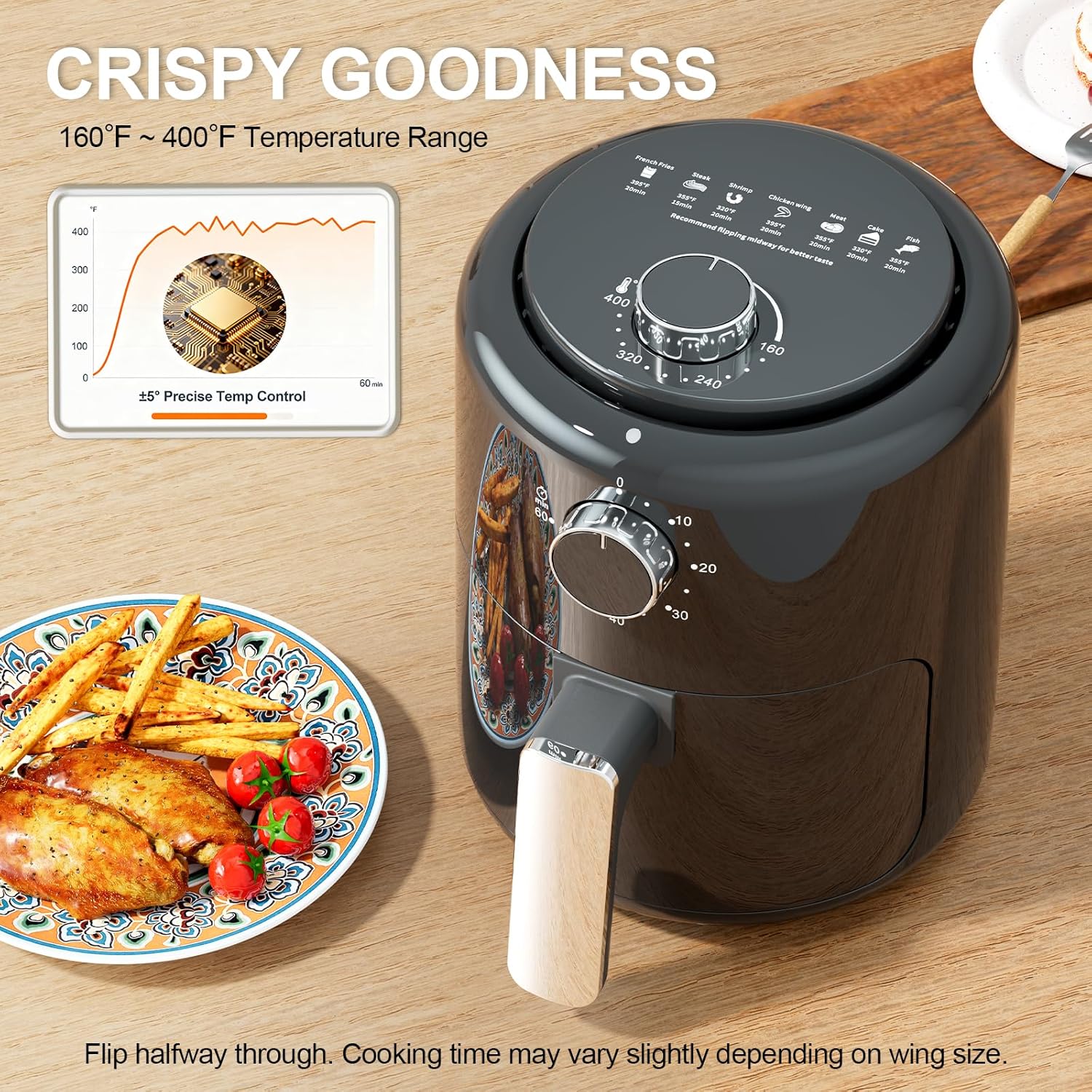 Detalle 2 de Compact Air Fryer Small 2QT — 4-in-1 Mini Airfryer for Quick, Crispy Results