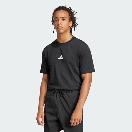 Detalle de adidas Hombre Essentials Small Logo Jersey Shirt (Negro/Blanco, L)