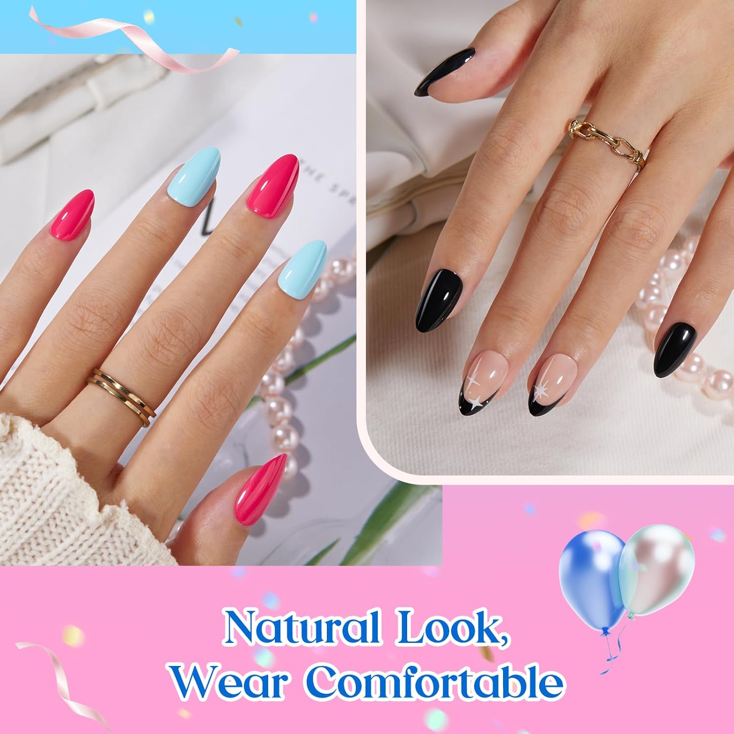 Detalle 2 de Beetles Press on Nails Kit 720pcs short almond press-ons 💅
