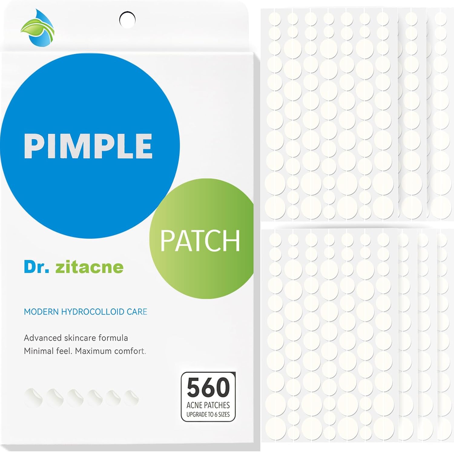 Detalle de Dr. Zitacne 560 Hydrocolloid Pimple Patches, 6 Sizes with Tea Tree Oil