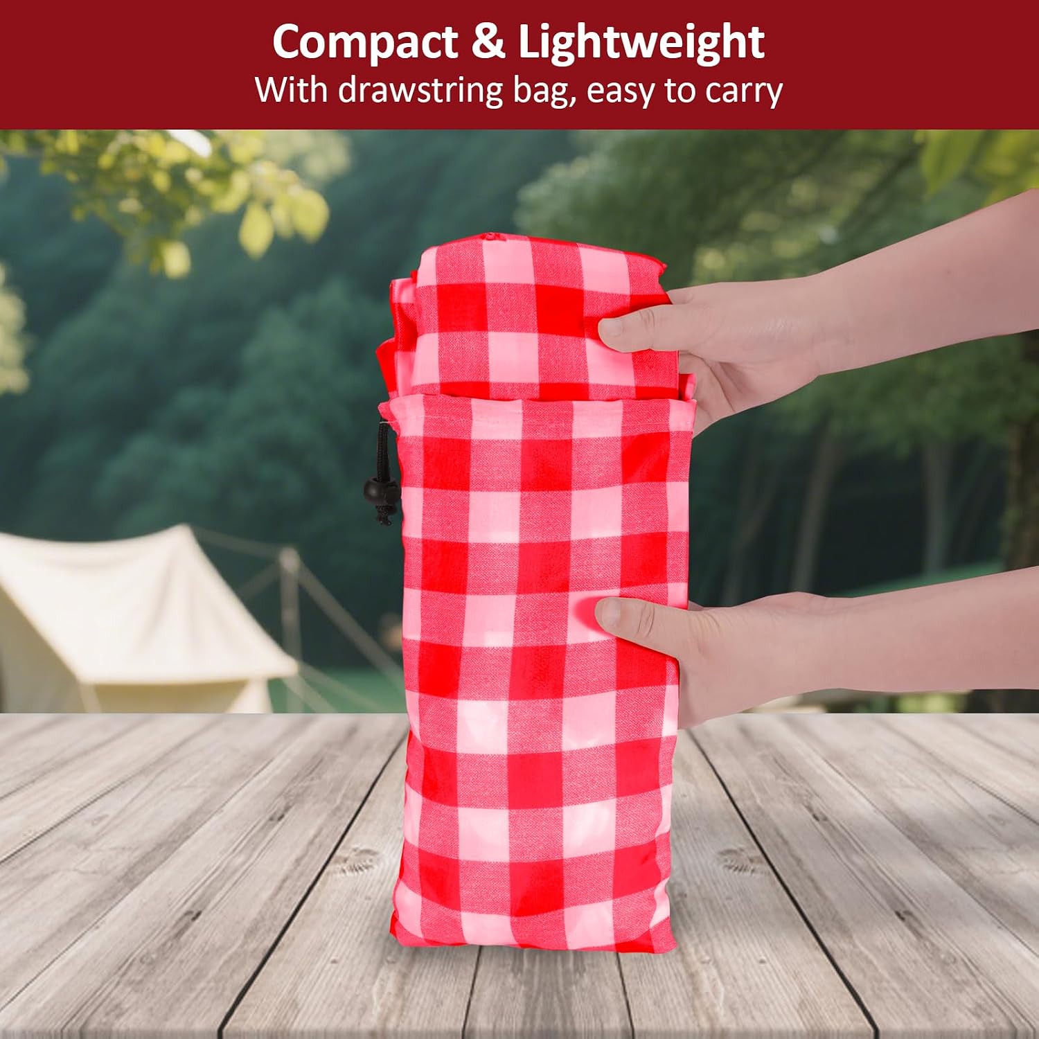 Thumbnail 5 de KENOBEE 72in Picnic Table and Bench Cover Set, Red-White Checkered
