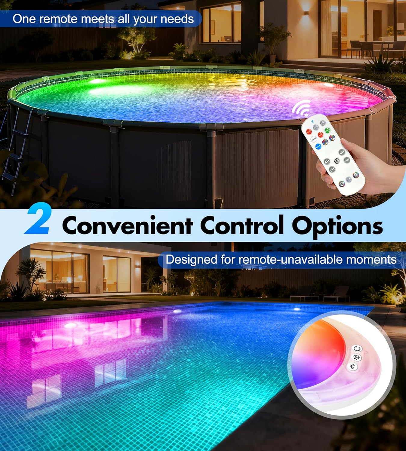 Detalle de DeeprBlu 2026 Éclairage Piscine Submersible Sans Fil avec Télécommande – LED Etanche IP68 et Rechargeable