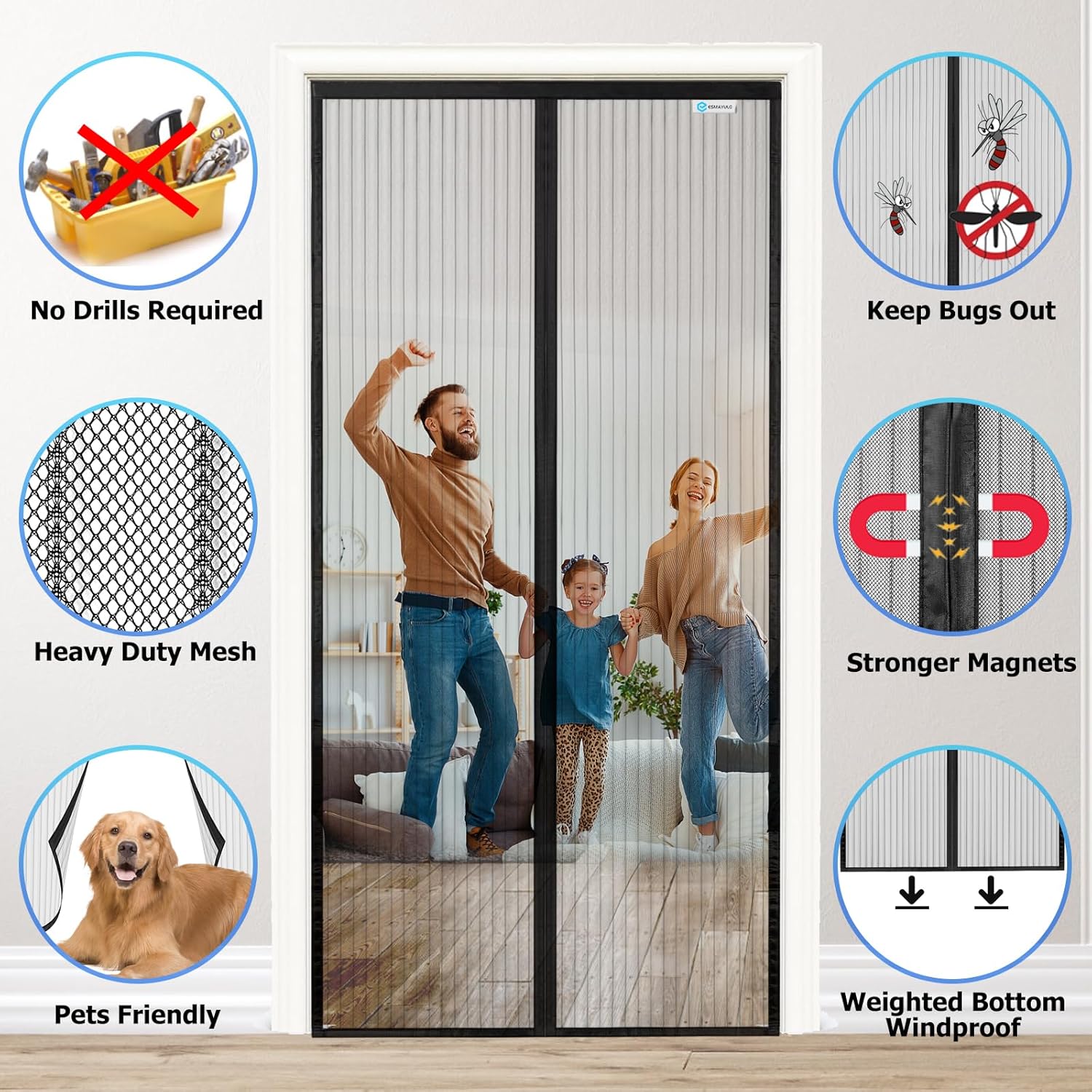 Thumbnail 1 de ESMAYULO Fliegengitter Tür 85x220 cm – Magnet Vorhang für Balkontür, Insektenschutz, Schwarz