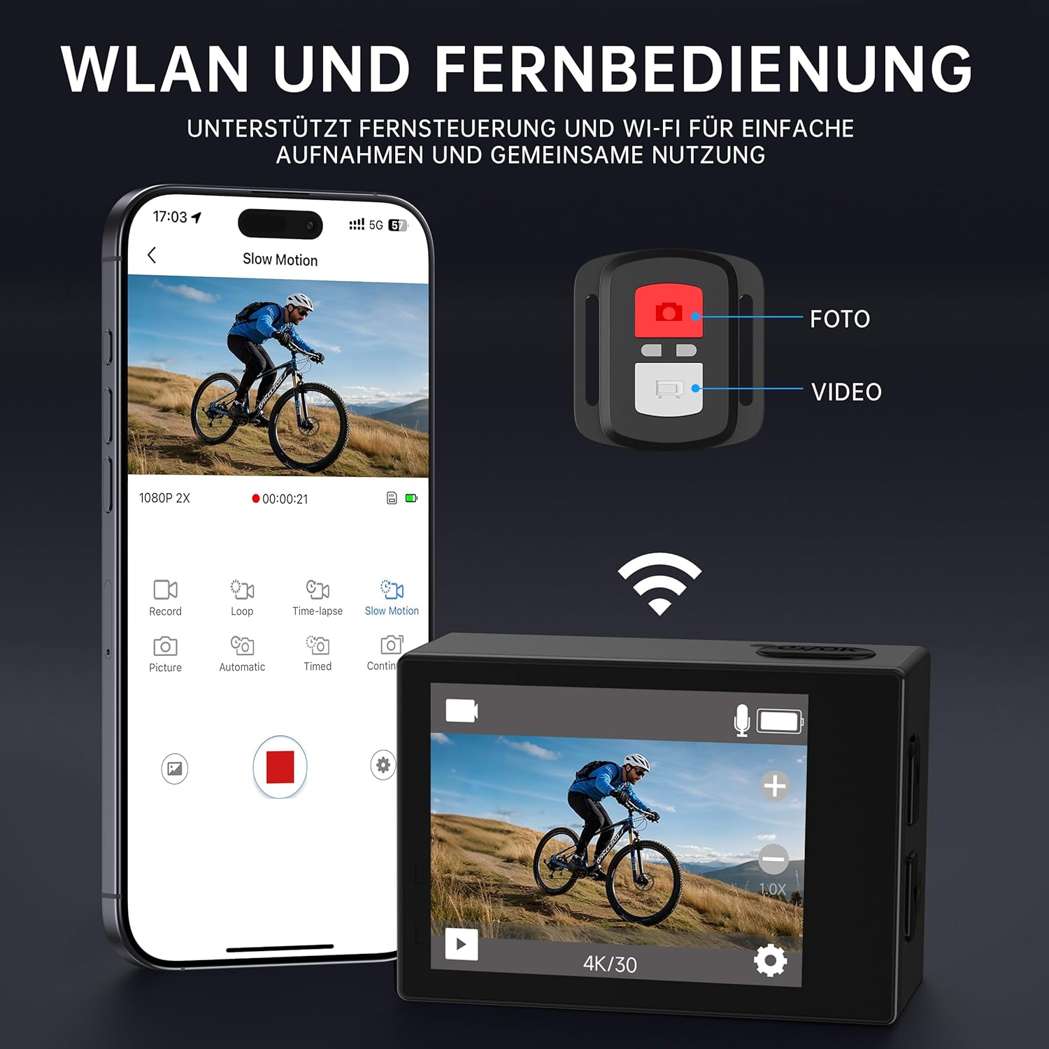 Detalle de syndesmos Action Cam 4K 60FPS – Unterwasser-Kamera bis 40 m mit 64 GB Kit