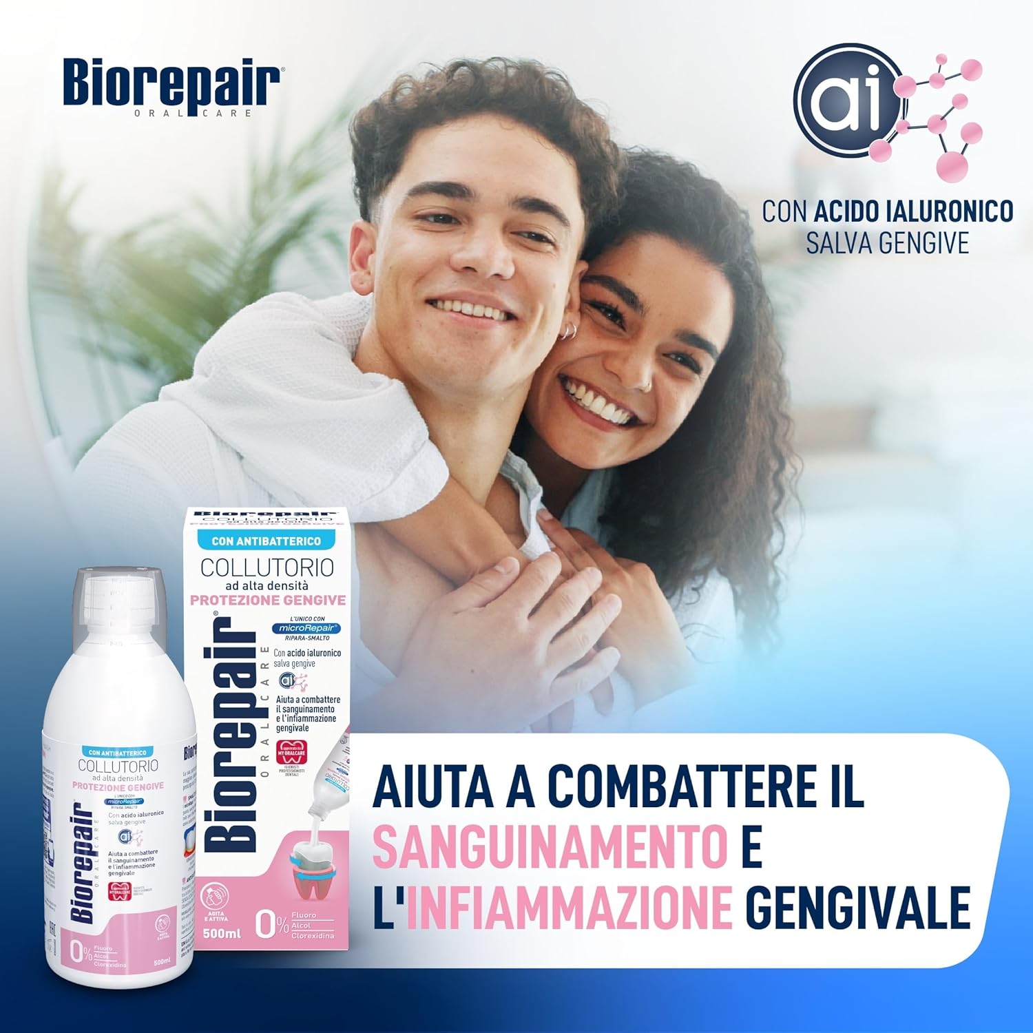 Detalle 2 de Biorepair Collutorio ad Alta Densità Protezione Gengive – 500 ml, 3 confezioni