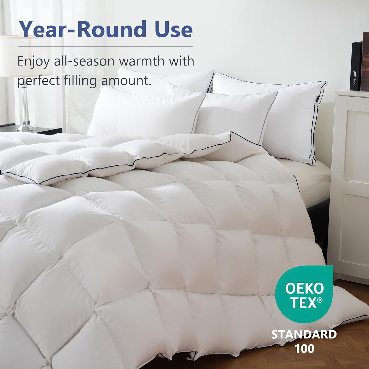 Thumbnail 6 de DOWNCOOL Feather Comforter, King Size, 100% Cotton Cover, 106" x 90