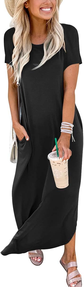 Detalle de ANRABESS Womens Summer Maxi Dress: Casual Loose T Shirt Dress for Beach Days