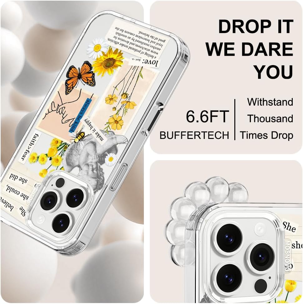 Detalle de MOSNOVO Case for iPhone 16 Pro Max with Buffertech Drop Protection and Vintage Collage Art