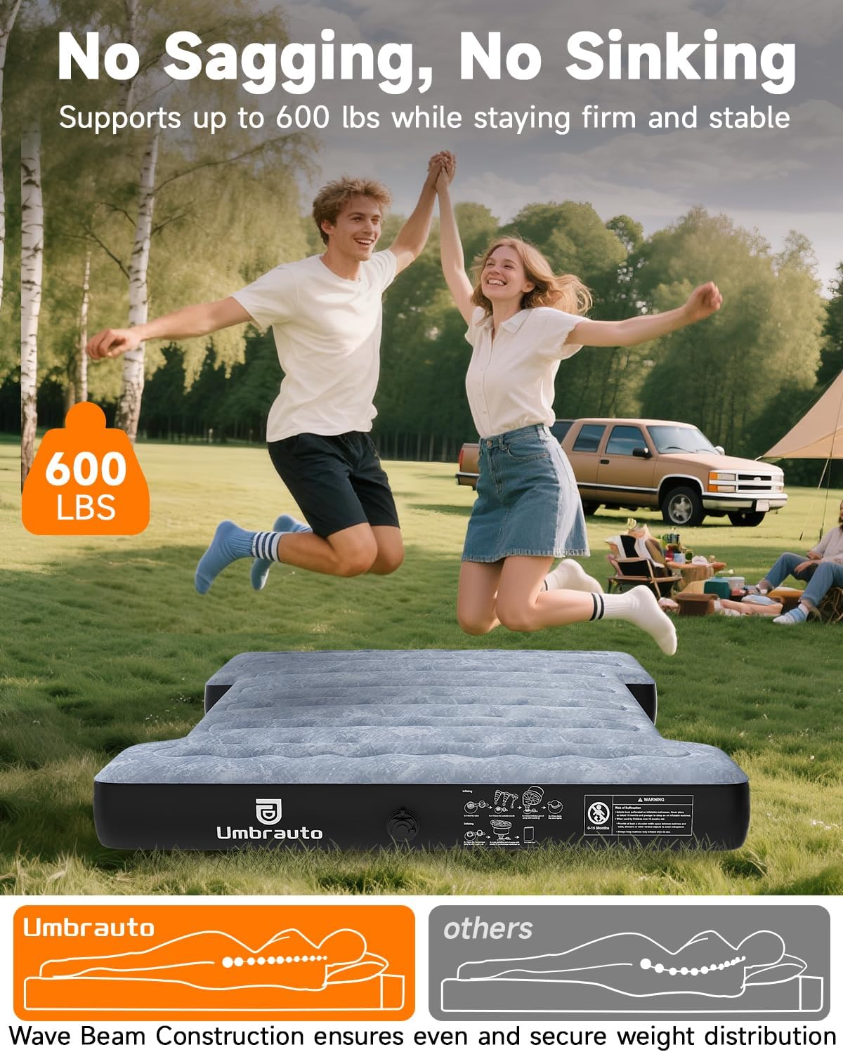 Thumbnail 2 de Umbrauto Inflatable Truck Bed Air Mattress for Full Size Short Beds (5.5–5.8 ft) with Pump & Carry Bag